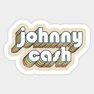 Johnny Cash - Retro Rainbow Letters Sticker